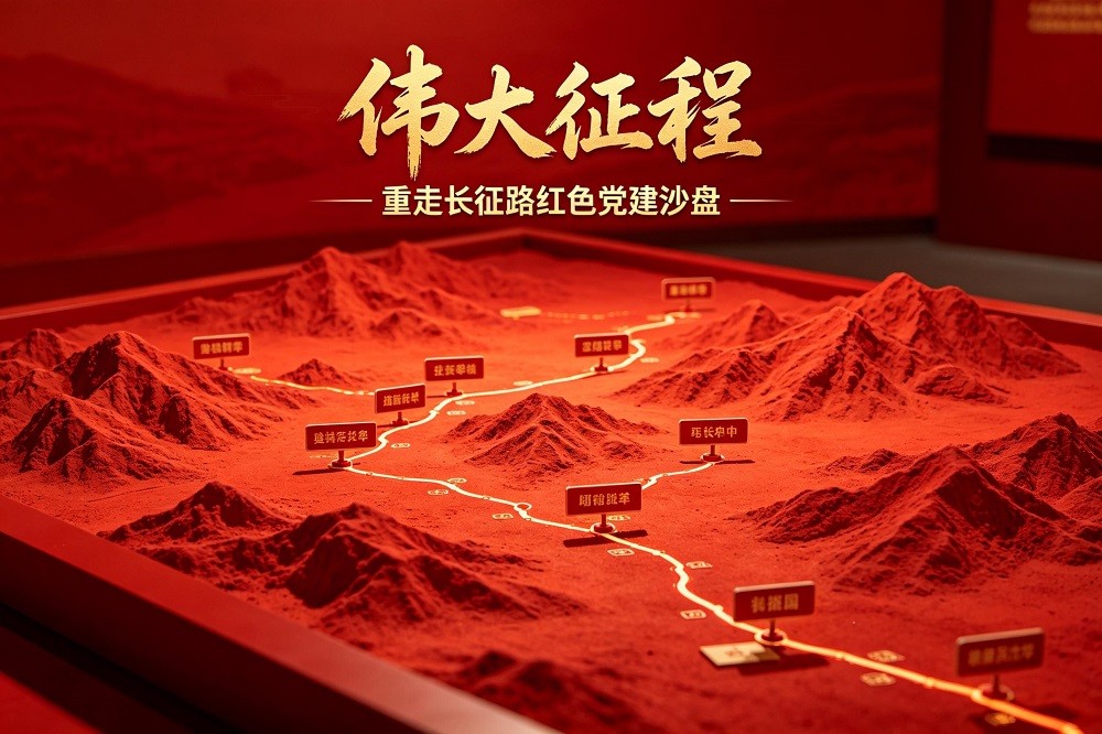 偉大征程—重走長(zhǎng)征路紅色黨建沙盤(pán)